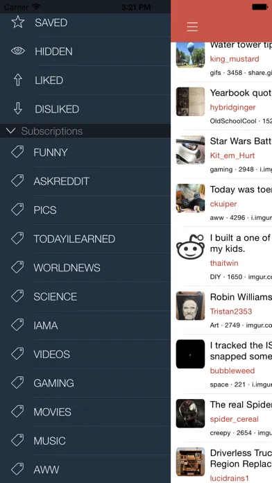 Tangkapan skrin Reddista - client for Reddit