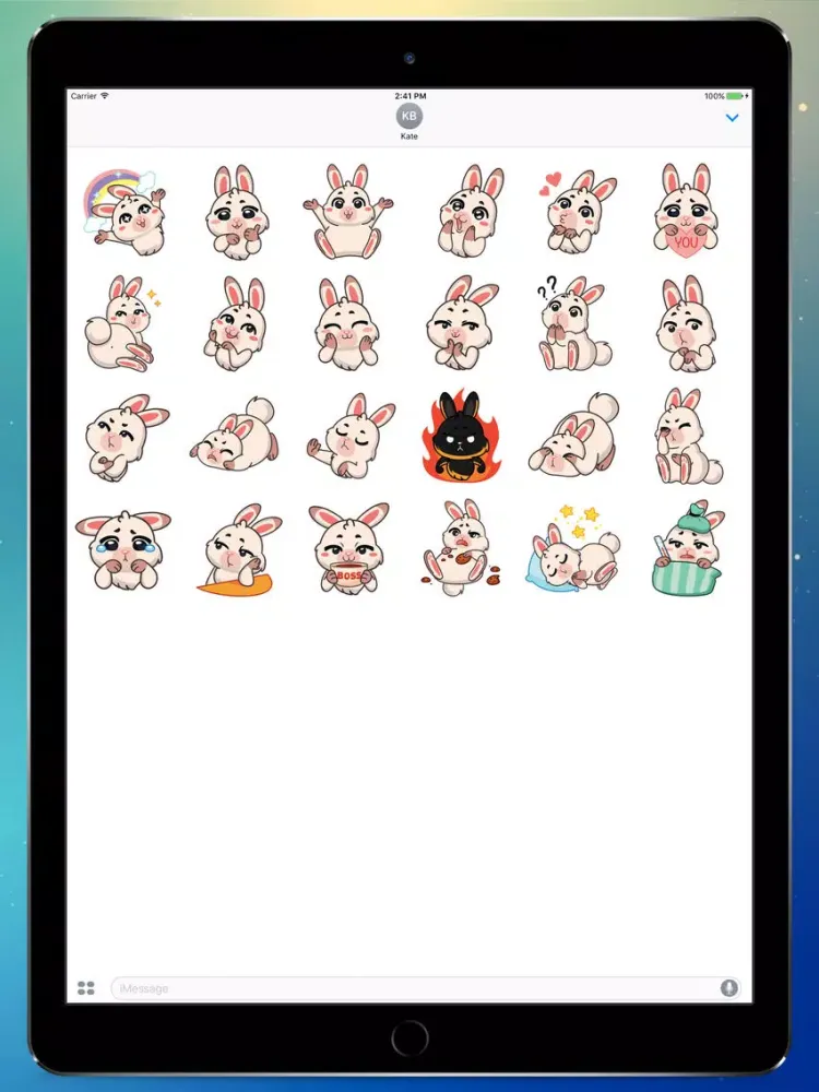 Fluffy Bunny! Stickers iPad  Screenshots