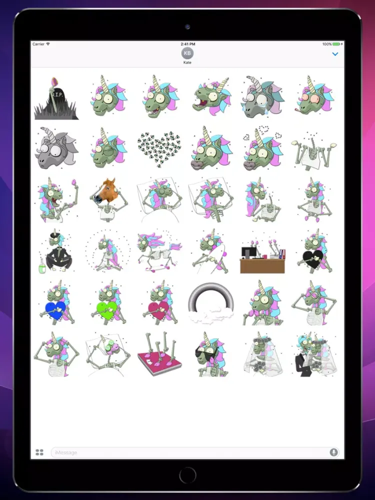 Unicorn Zombie! Stickers iPad Screenshots