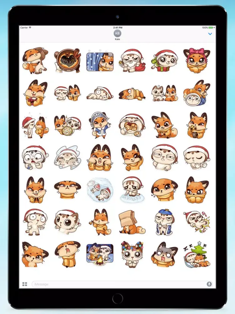 Kitty & Foxy! Stickers iPad  Screenshots