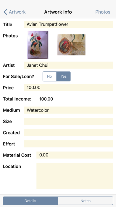 Tangkapan layar Artwork Tracker