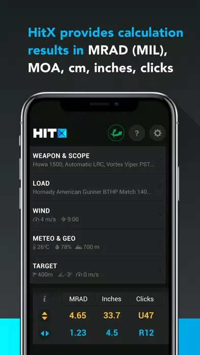Скриншоты Ballistic Calculator HitX
