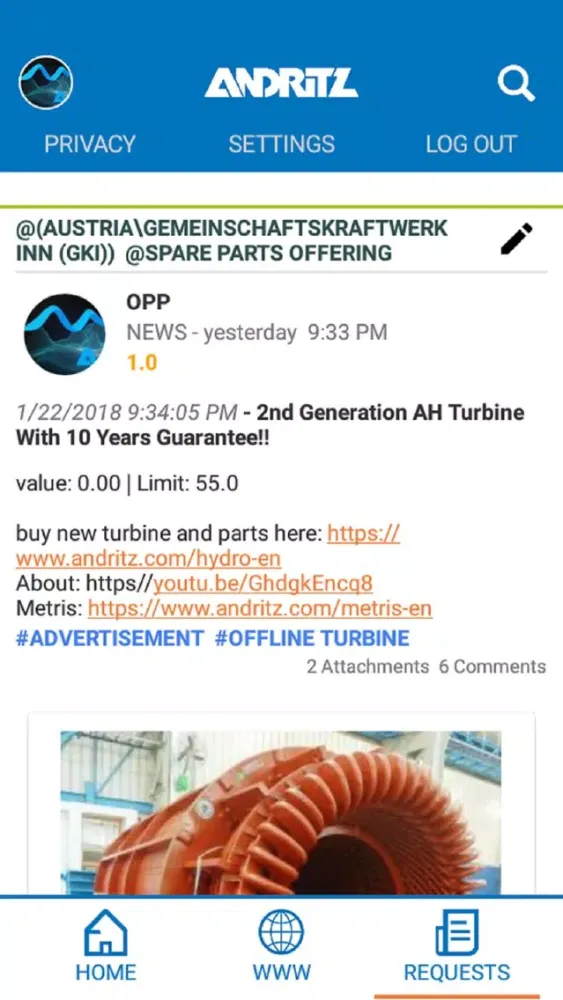Capturas de pantalla de ANDRITZ HYDRO Service App