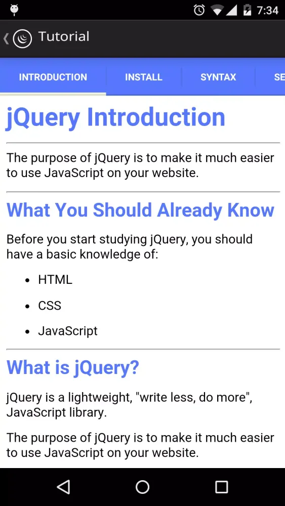 JQuery Tutorials应用截图
