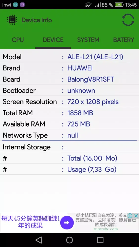 CPU Alpha (Device info) Screenshots