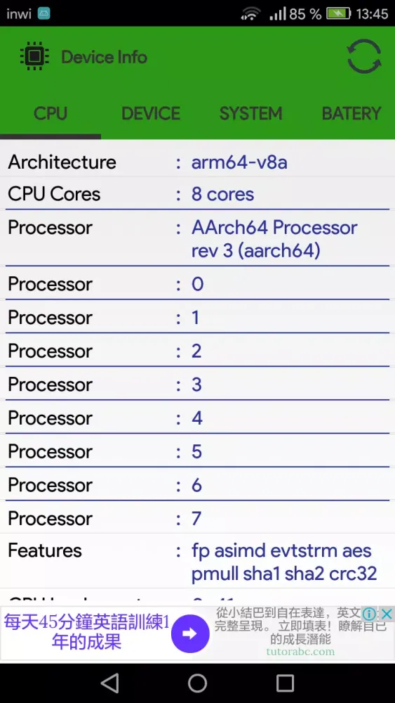 CPU Alpha (Device info) Screenshots