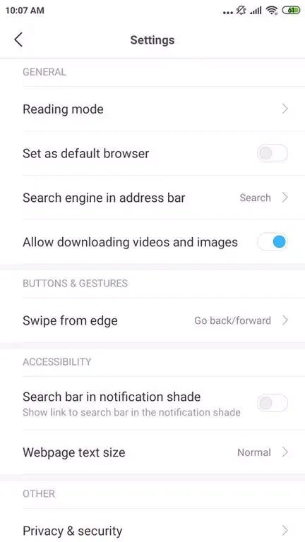 Captures d'écran de Browser