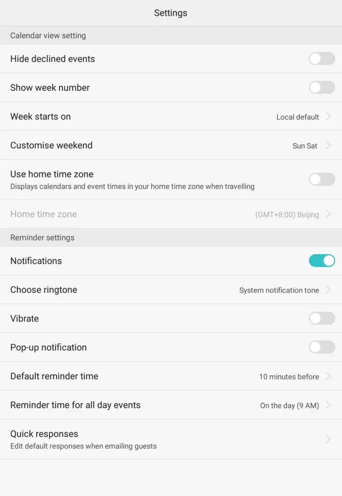 Calendar Screenshots