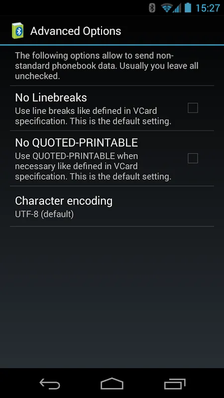 Bluetooth Phonebook Screenshots