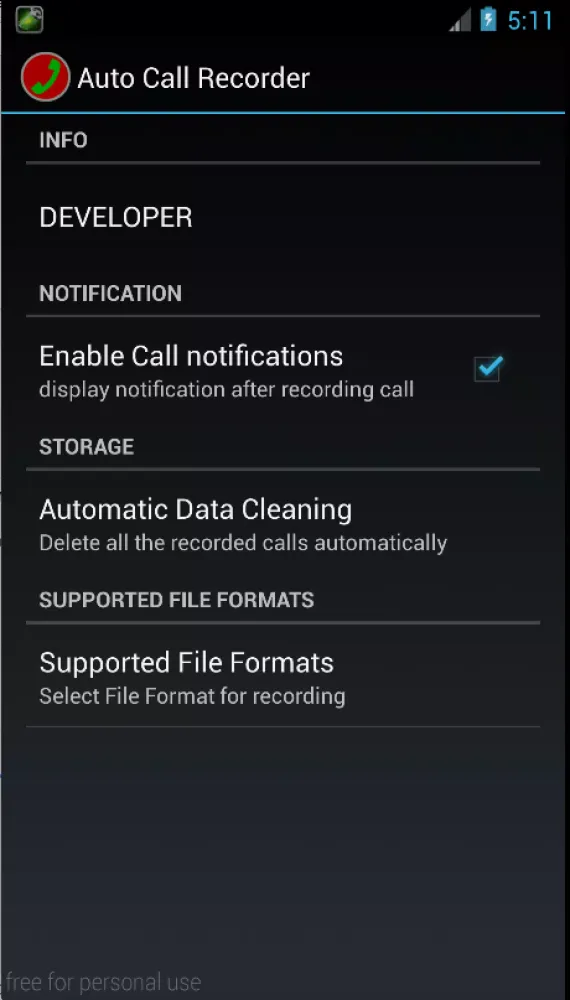 Capturas de tela do Automatic Call Recorder