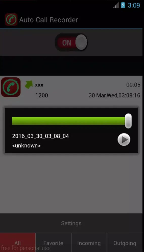 Capturas de tela do Automatic Call Recorder