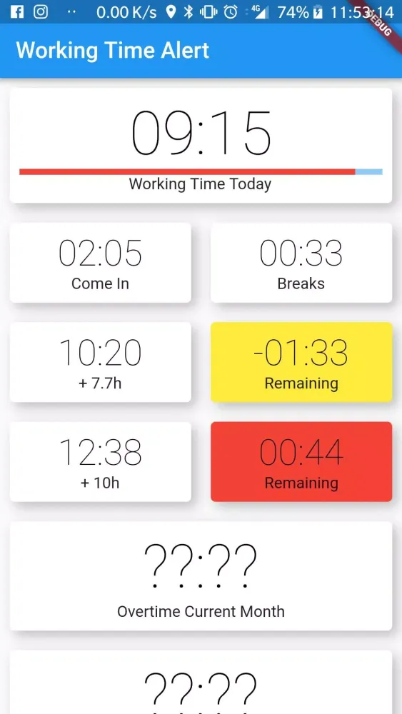 ภาพหน้าจอของ Working Time Alert