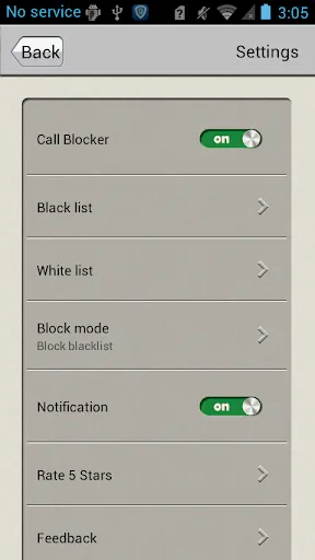 Tangkapan skrin Call Blocker