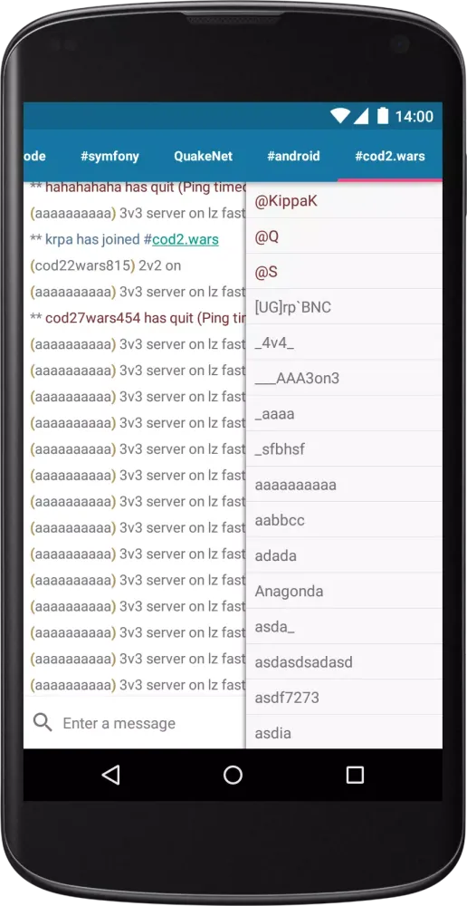 AndroIRC Screenshots