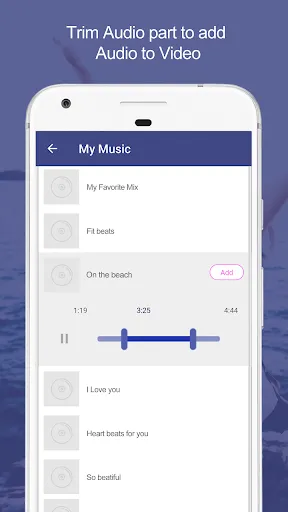 ภาพหน้าจอของ Add Audio to Video & Trim