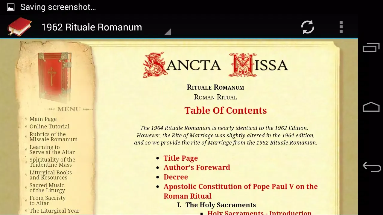 1962 Missal and Breviary Screenshots