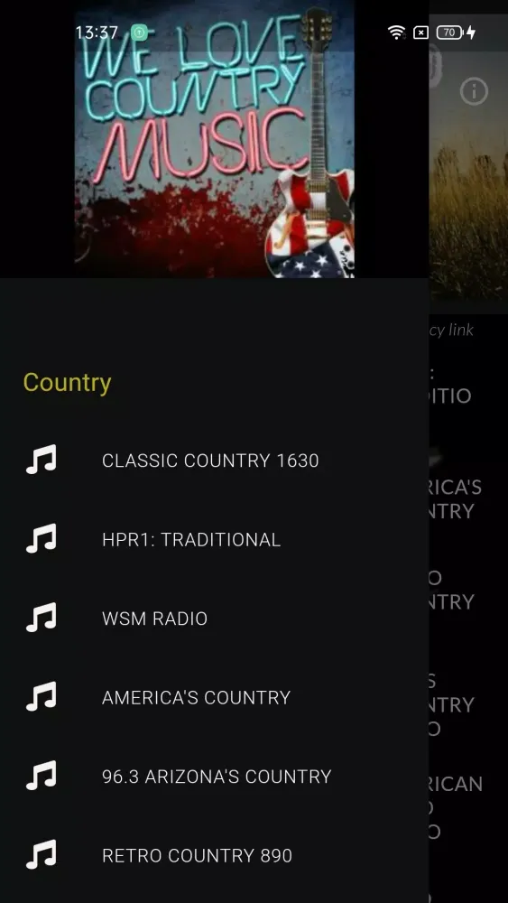 Country music radio स्क्रीनशॉट