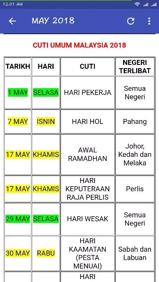 صور MALAYSIA CALENDAR 2018