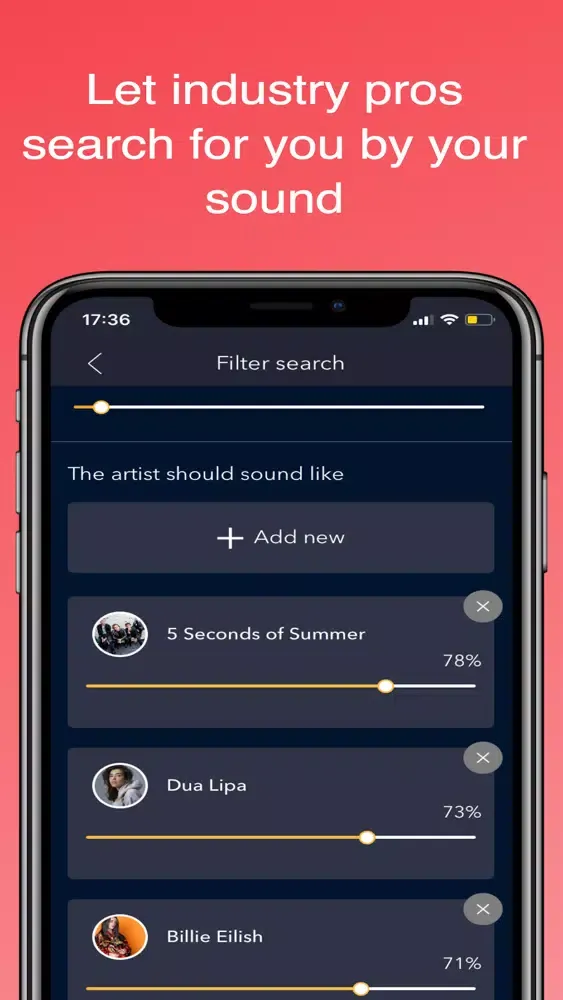 Zrzuty ekranu Andrson: A&R App for Musicians