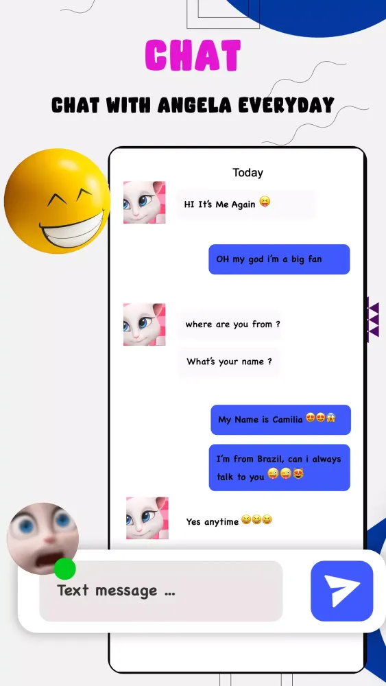 Angela’s Video Call & Chat Screenshots