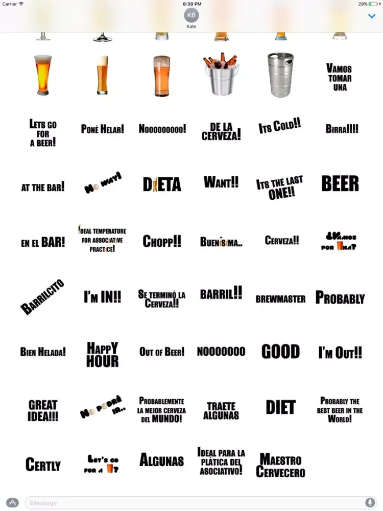 Ảnh chụp màn hình của Beer and Cerveza Stickers iPad 