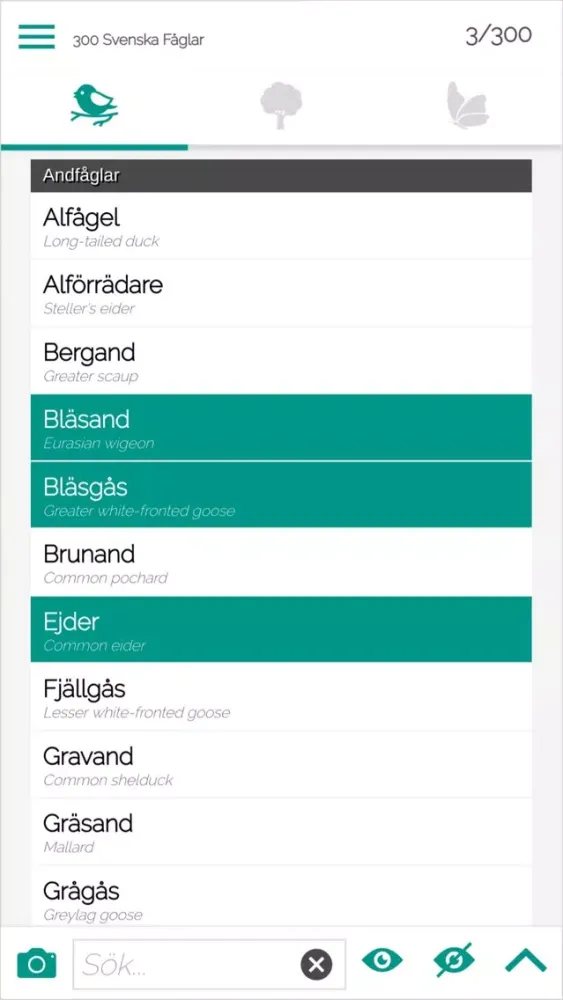 Wildlife Checklist Screenshots