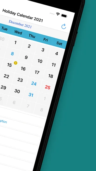 Tangkapan skrin UK Holiday Calendar