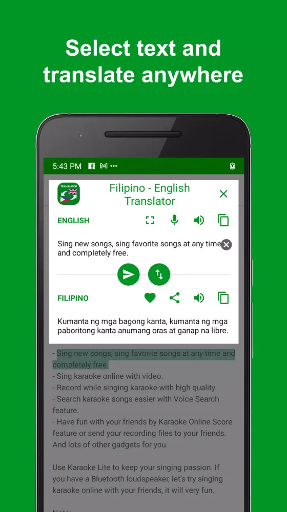 Tangkapan skrin Filipino - English Translator