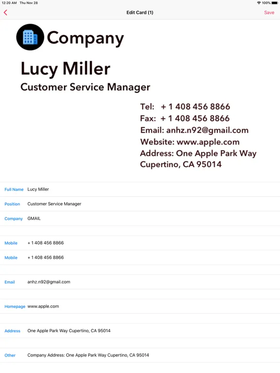 CamCard: Business Card Scanner iPad 應用截圖