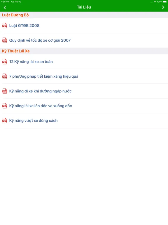 Hướng dẫn ôn thi GPLX hạng A1 iPad 应用截图