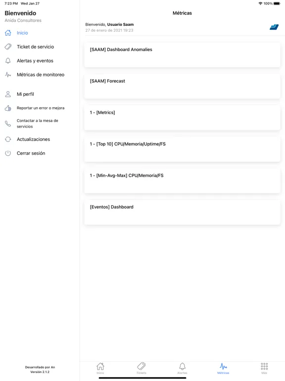 Tangkapan layar Anida Clientes iPad 
