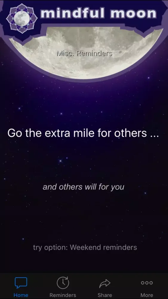 Mindful Moon - Stress Relief & Happiness through Inspirational Quotes & Positive Daily Reminders Screenshots