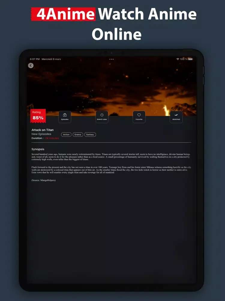 4Anime Watch Anime Tv Crunchy iPad  سکرین شاٹس