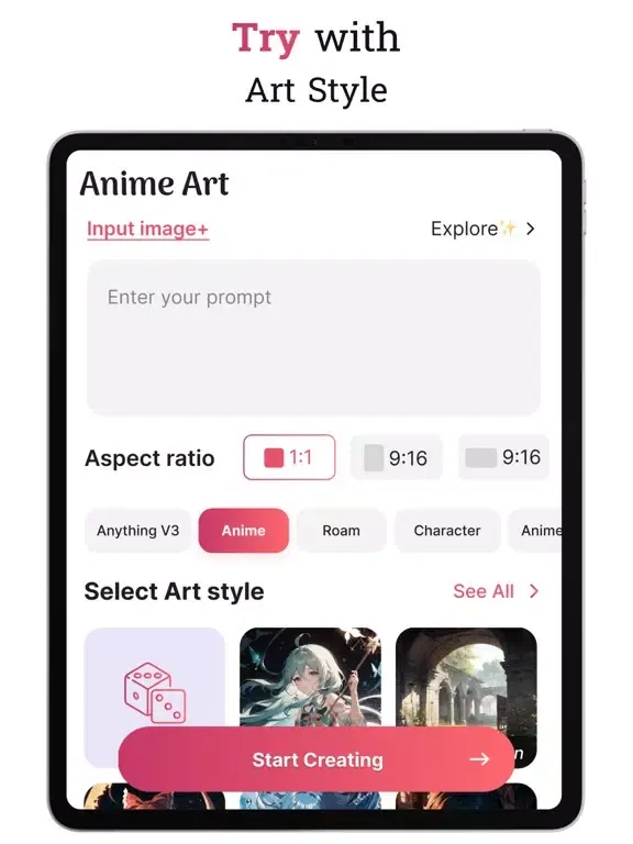 Ảnh chụp màn hình của Anime Art & AI Art Generator iPad 