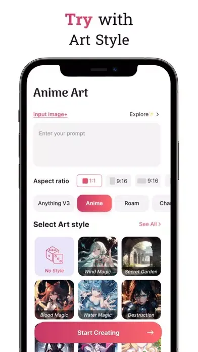 Ảnh chụp màn hình của Anime Art & AI Art Generator