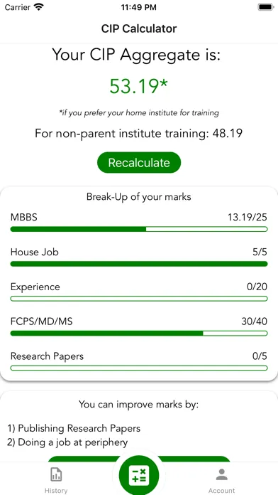 Captures d'écran de CIP Calculator