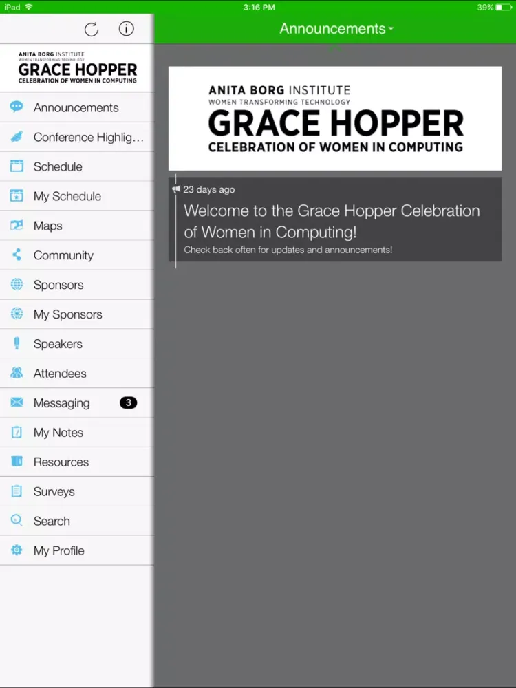 Grace Hopper Celebration 16 iPad  Screenshots