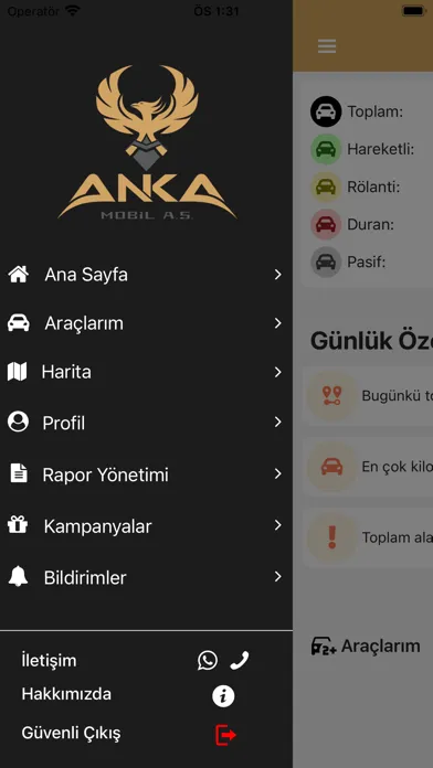 Capturas de tela do Anka Arac Takip
