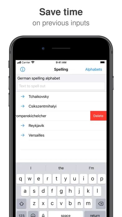 Capturas de tela do Phonetic alphabet for spelling