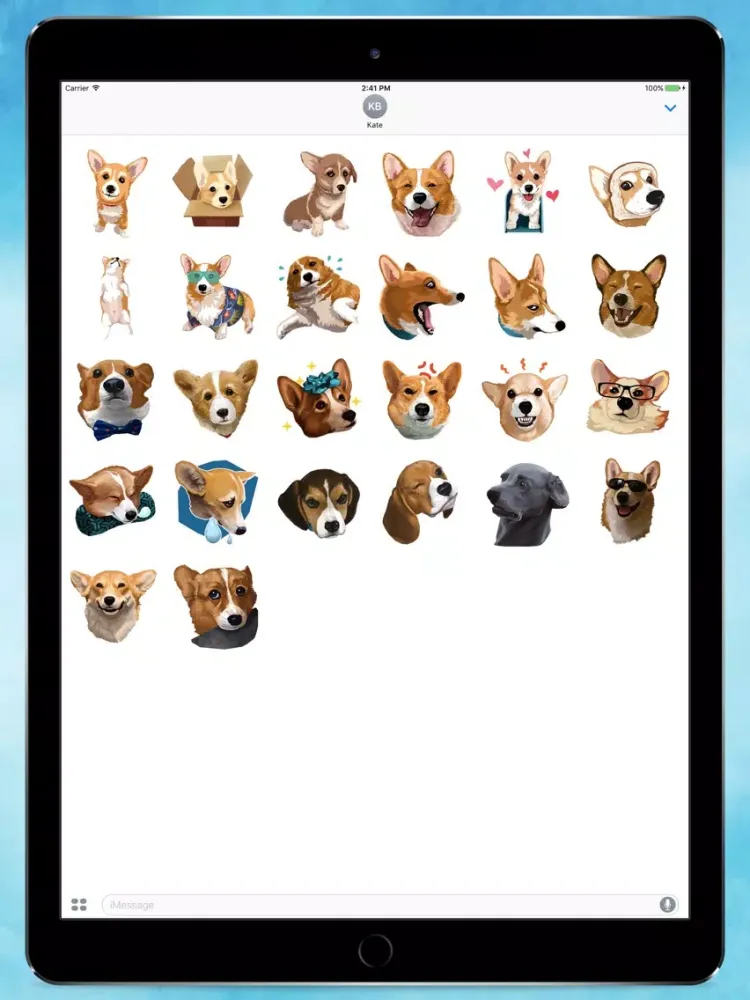 Tangkapan skrin Smiley Corgi Dog Stickers iPad 