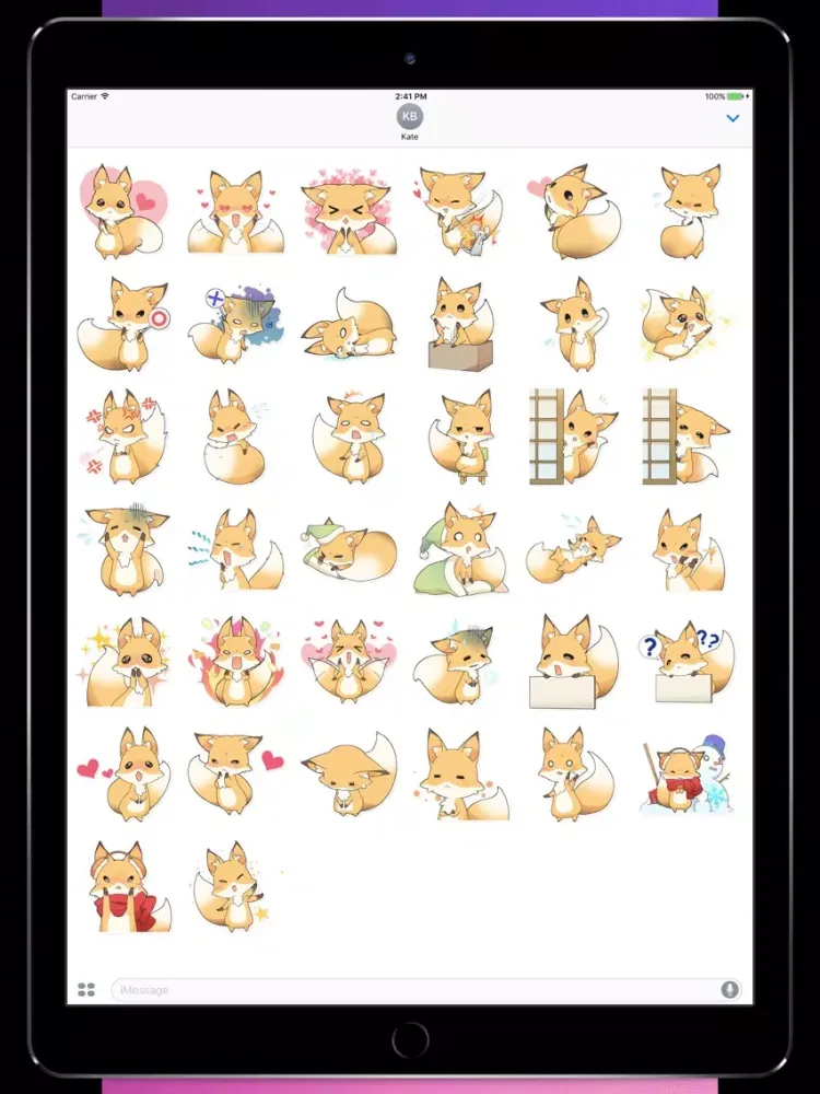 Cute Girly Fox Stickers iPad  स्क्रीनशॉट