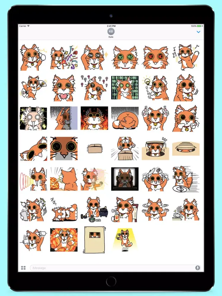 Orange Fluffy Cat Stickers iPad 应用截图