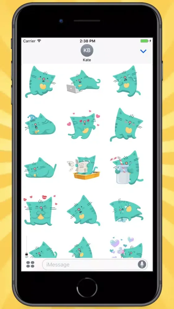 Green Square Cat Stickers應用截圖