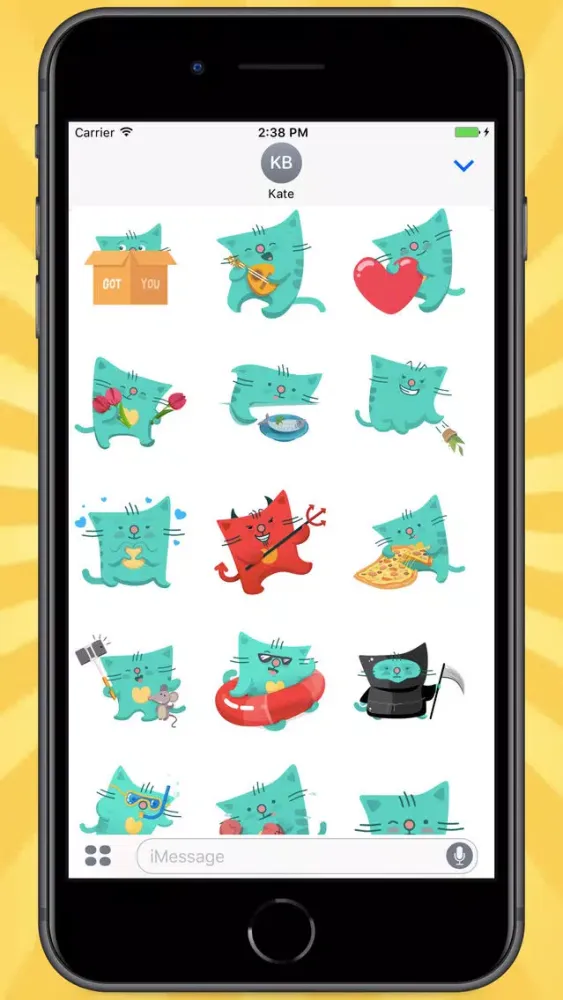 Green Square Cat Stickers應用截圖