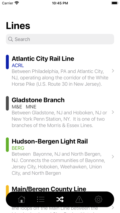 Tangkapan skrin New Jersey Rail Departures