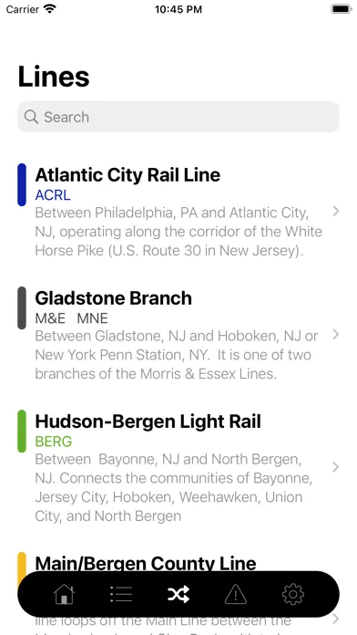 Tangkapan skrin New Jersey Rail Departures