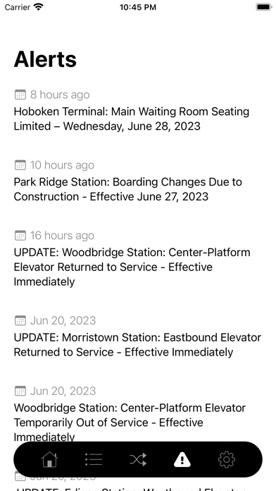 Tangkapan skrin New Jersey Rail Departures