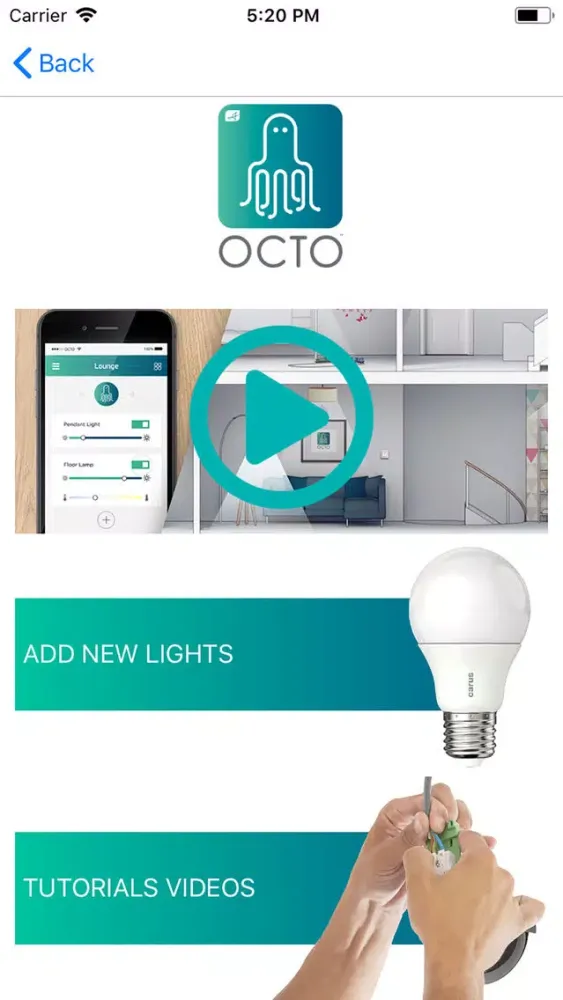 ภาพหน้าจอของ Octo Lighting