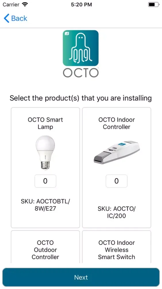 ภาพหน้าจอของ Octo Lighting