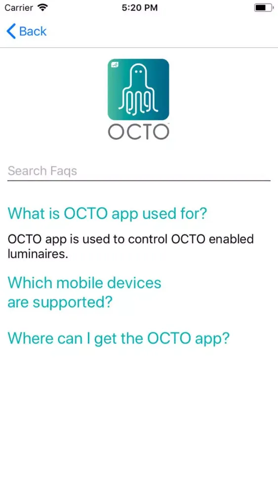 ภาพหน้าจอของ Octo Lighting